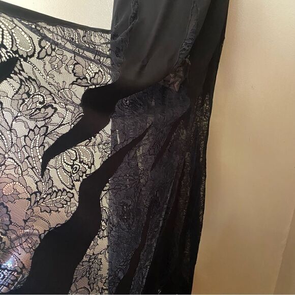 Retrofete Evangeline Dress black corset lace up maxi high slit gown bustier XS - Picture 14 of 16